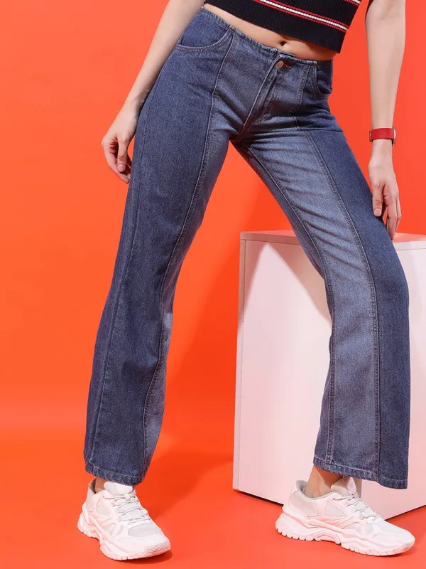 Tokyo Talkies Women Blue Bootcut Stretchable Jeans