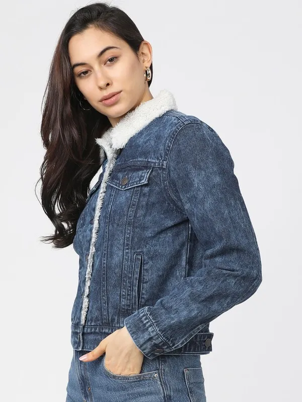 Tokyo Talkies Women Blue Denim Jacket