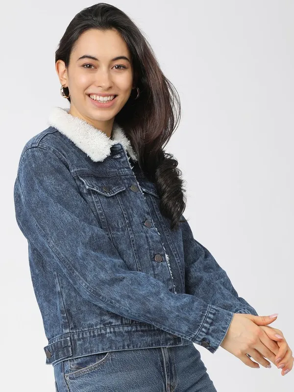 Tokyo Talkies Women Blue Denim Jacket