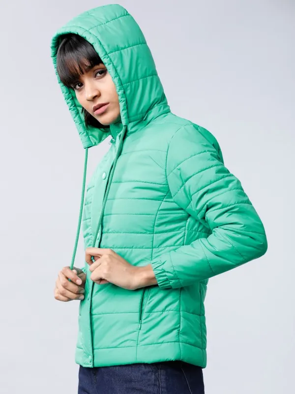 Tokyo Talkies Women Green Puffer Jacket