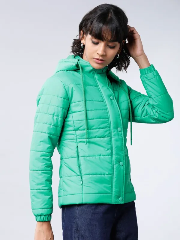 Tokyo Talkies Women Green Puffer Jacket