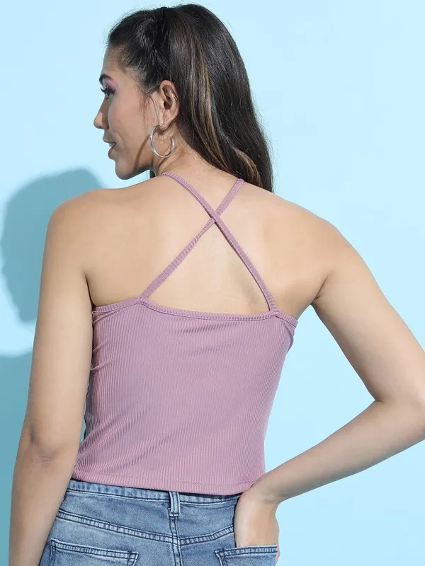 Tokyo Talkies Women Mauve Solid Regular Top