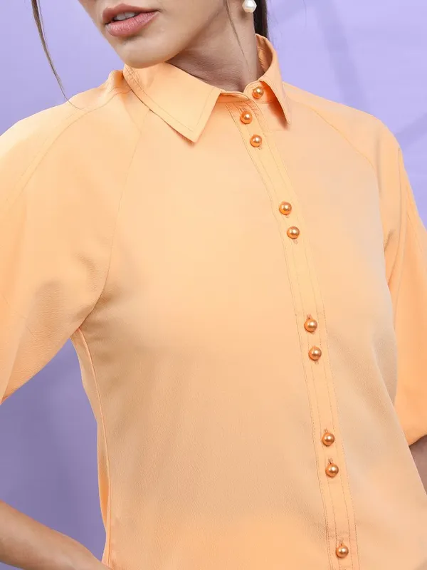 Tokyo Talkies Women Orange Solid Regular Top