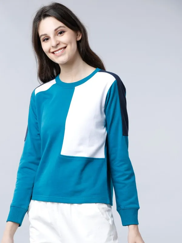 Tokyo Talkies Women Multi Colourblocked Pullover Round Neck Sweatshirt