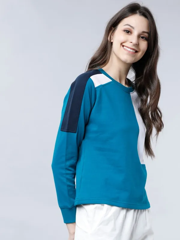 Tokyo Talkies Women Multi Colourblocked Pullover Round Neck Sweatshirt