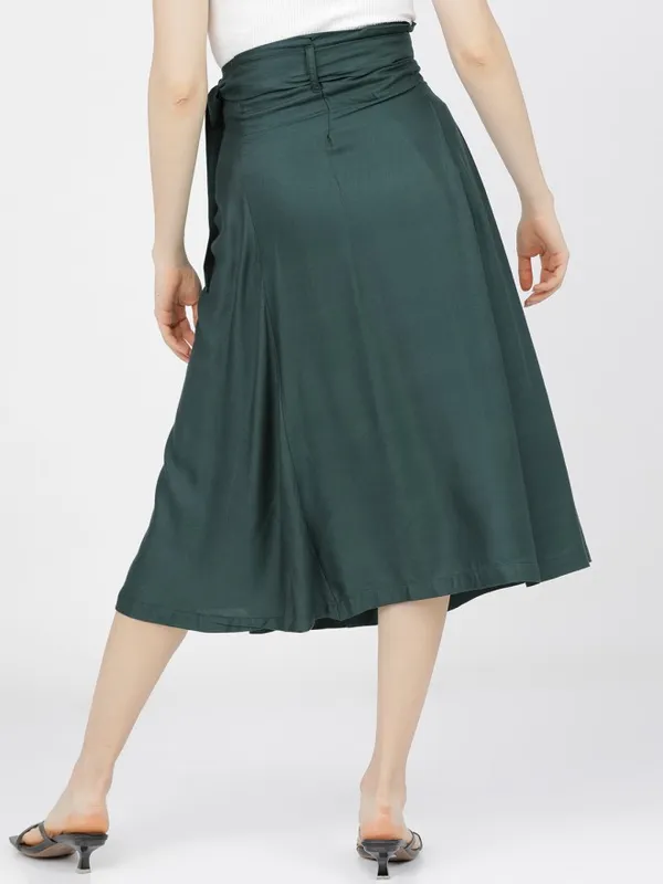 Tokyo Talkies Women Green Midi Skirt
