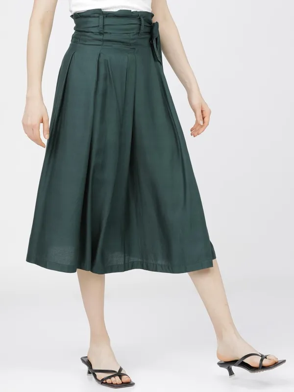 Tokyo Talkies Women Green Midi Skirt