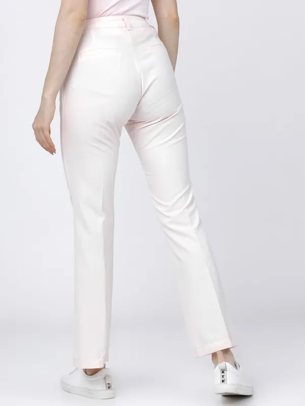 Tokyo Talkies Women Pink Solid Straight Fit Casual Trouser