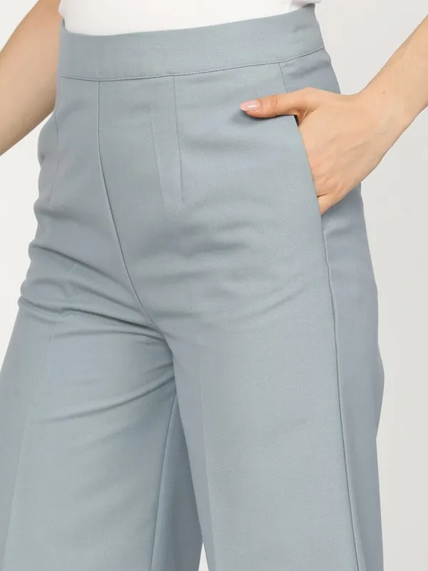 Solid Flared Casual Trouser