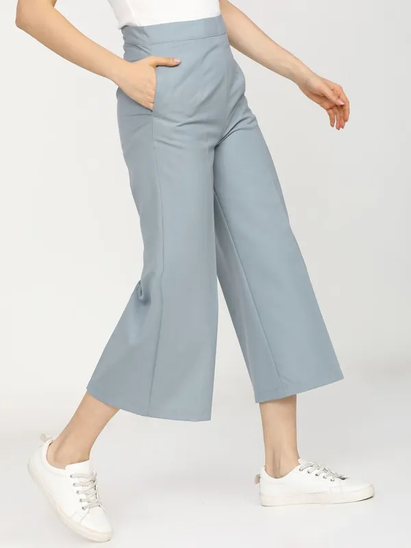 Solid Flared Casual Trouser