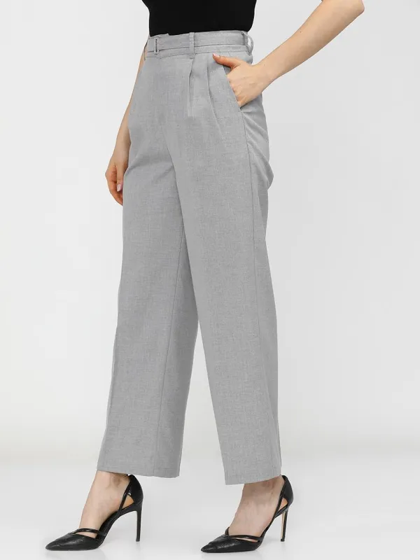 Solid Flared Casual Trouser