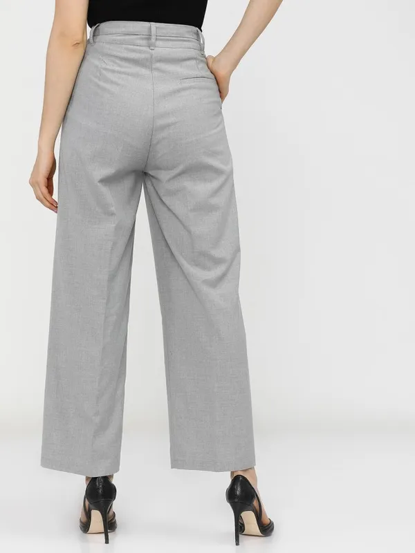 Solid Flared Casual Trouser