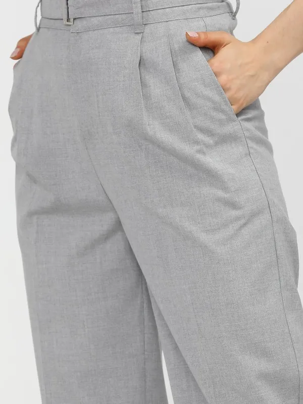Solid Flared Casual Trouser