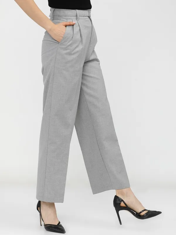 Solid Flared Casual Trouser