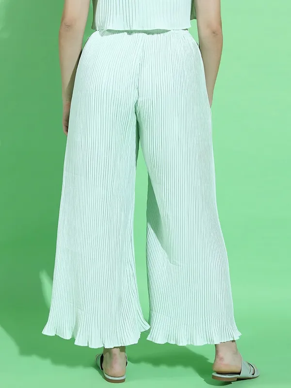 Tokyo Talkies Women Green Solid Flared Casual Trouser