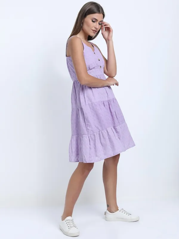 Tokyo Talkies Women Purple Solid A-Line Dress