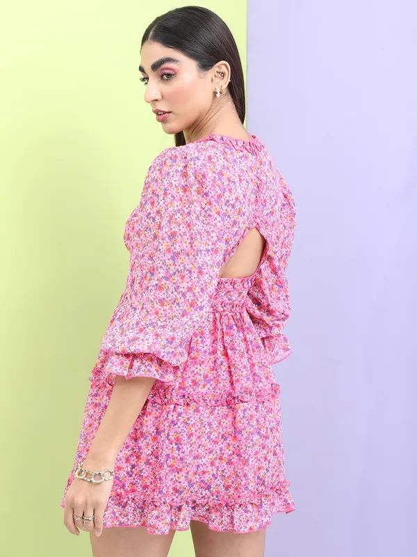 Tokyo Talkies Women Pink Printed A-Line Dress