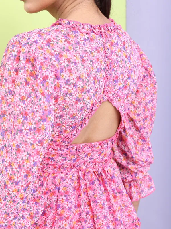 Tokyo Talkies Women Pink Printed A-Line Dress