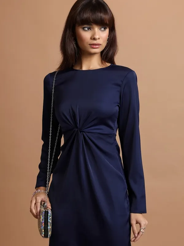 Tokyo Talkies Women Blue Solid Sheath Dress
