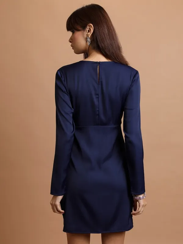 Tokyo Talkies Women Blue Solid Sheath Dress