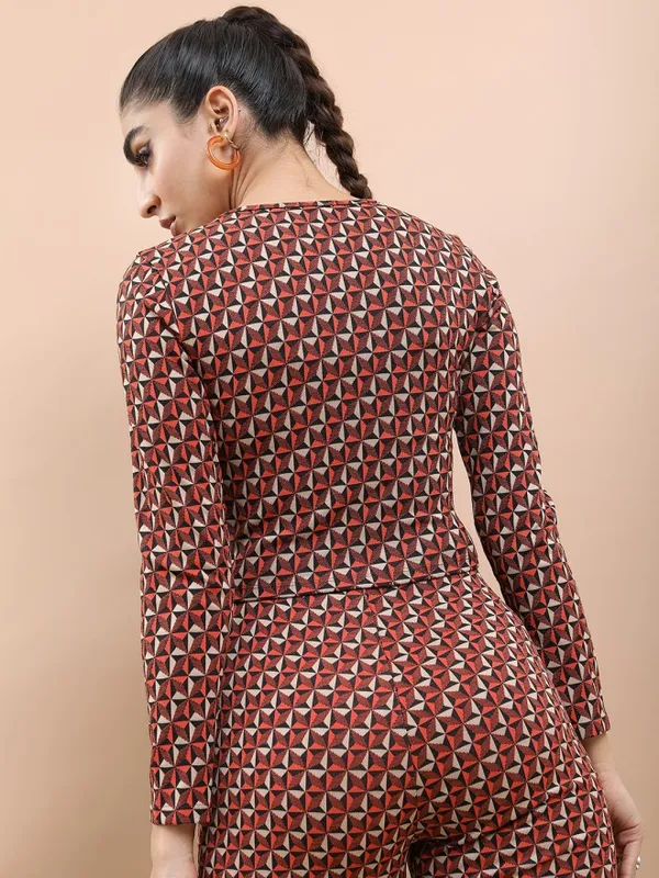 Tokyo Talkies Women Rust Printed Regular Top