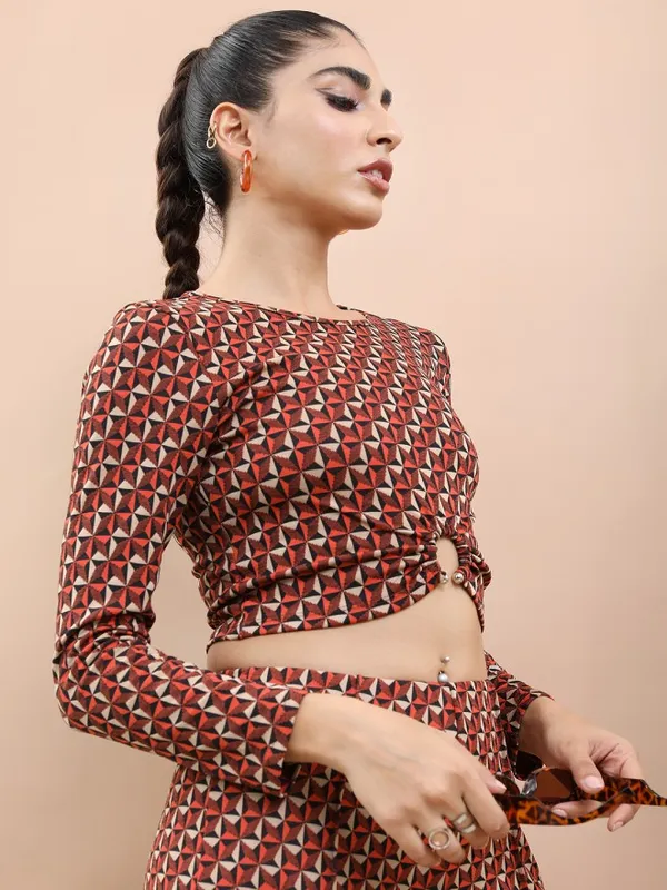 Tokyo Talkies Women Rust Printed Regular Top
