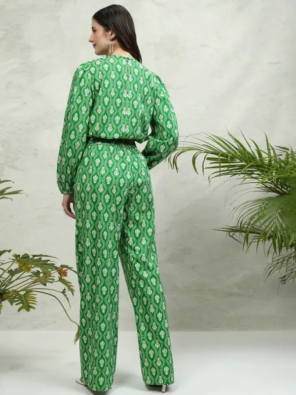 Tokyo Talkies Women Green Top With Trousers Co-Ords