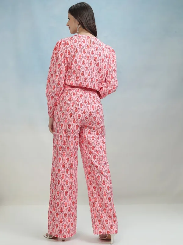 Tokyo Talkies Women Pink Top With Trouser Co-Ords