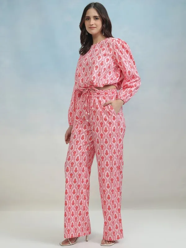 Tokyo Talkies Women Pink Top With Trouser Co-Ords