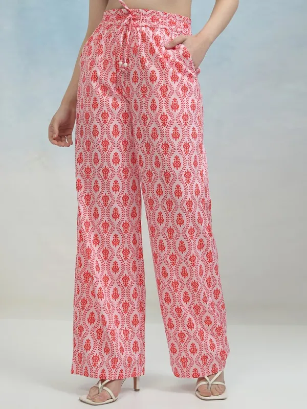 Tokyo Talkies Women Pink Top With Trouser Co-Ords