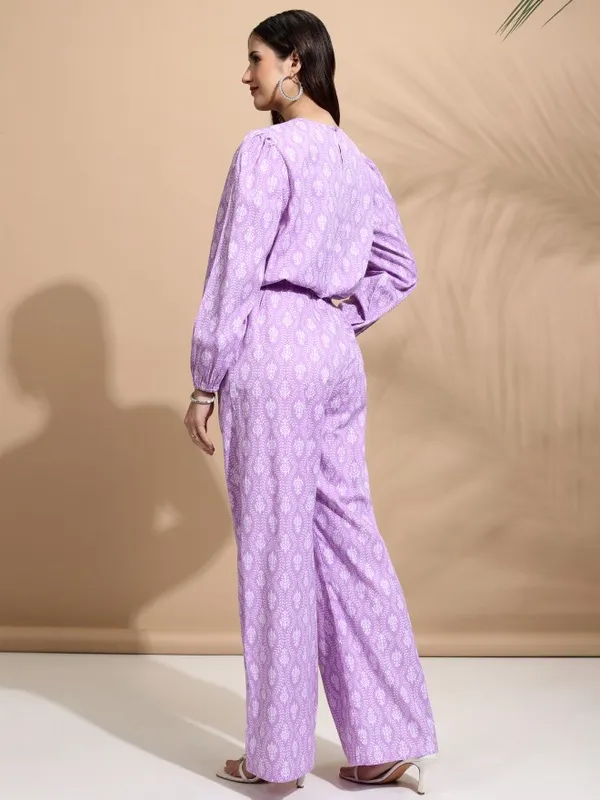 Tokyo Talkies Women Lavender Top With Trousers Co-Ords