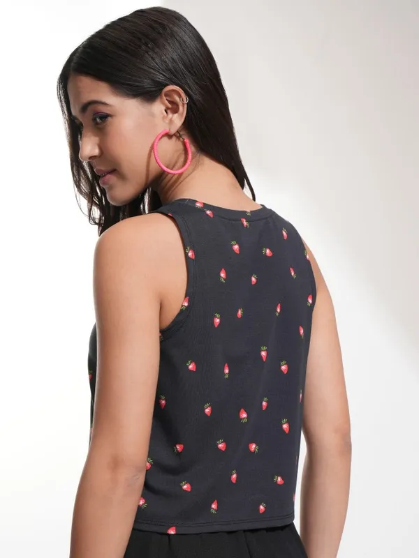 Tokyo Talkies Women Black Printed Regular Top