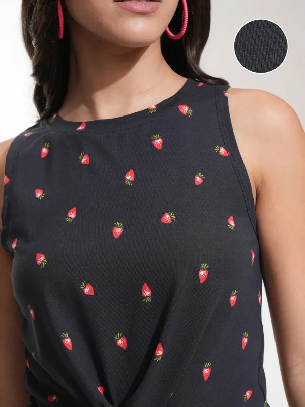 Tokyo Talkies Women Black Printed Regular Top