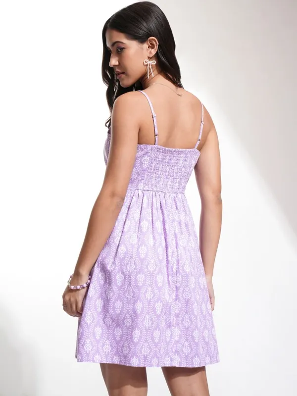 Tokyo Talkies Women Purple Printed Fit And Flare Dress