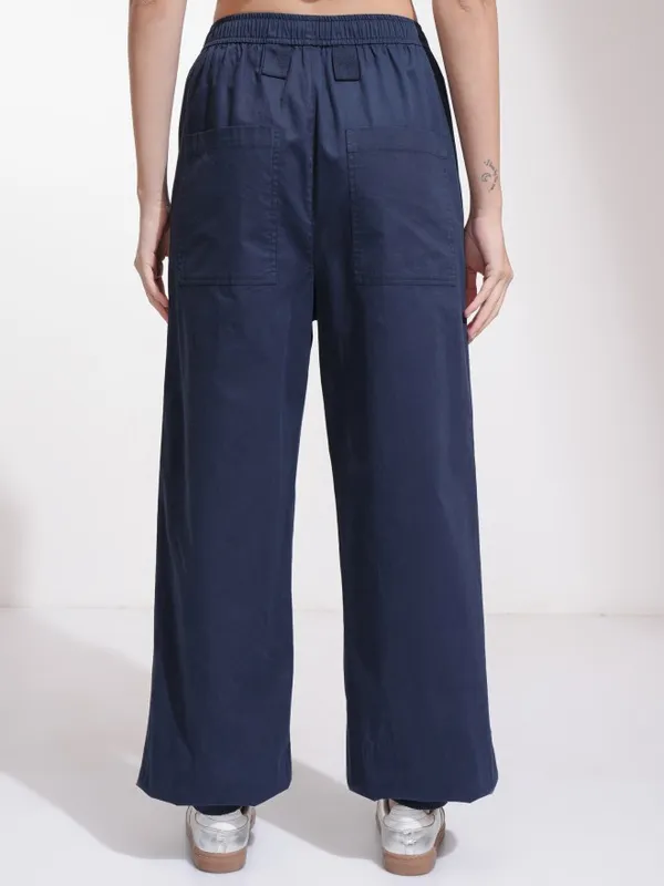 Tokyo Talkies Women Navy Blue Solid Loose Fit Cargos