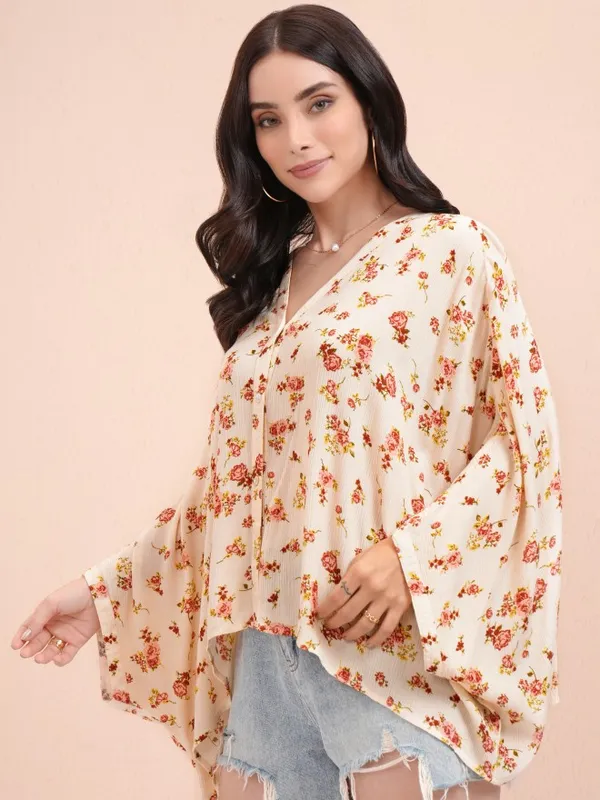 Tokyo Talkies Women Off White Printed Kaftan Top