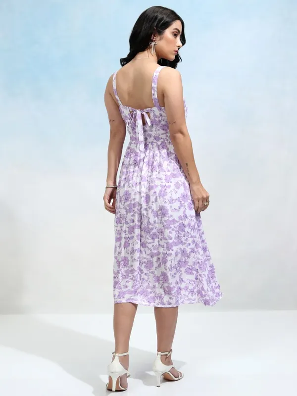 Tokyo Talkies Women Lavender Printed Fit And Flare Dress
