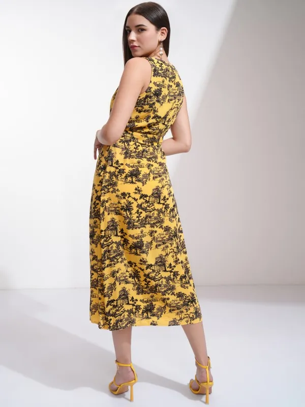 Tokyo Talkies Women Yellow Printed A-Line Dress