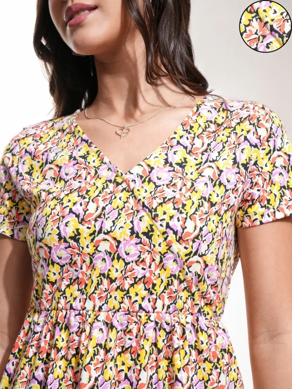 Tokyo Talkies Women Black Printed A-Line Dress