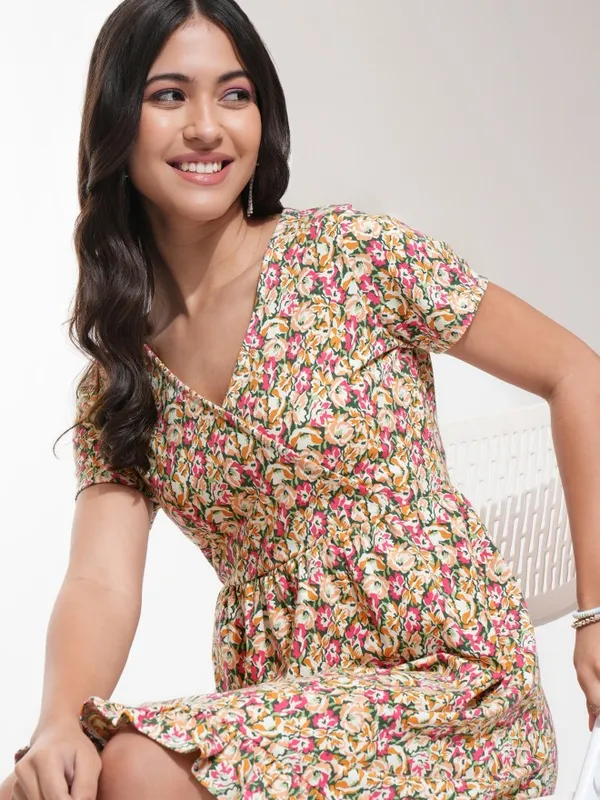 Printed Fit And Flare Dress