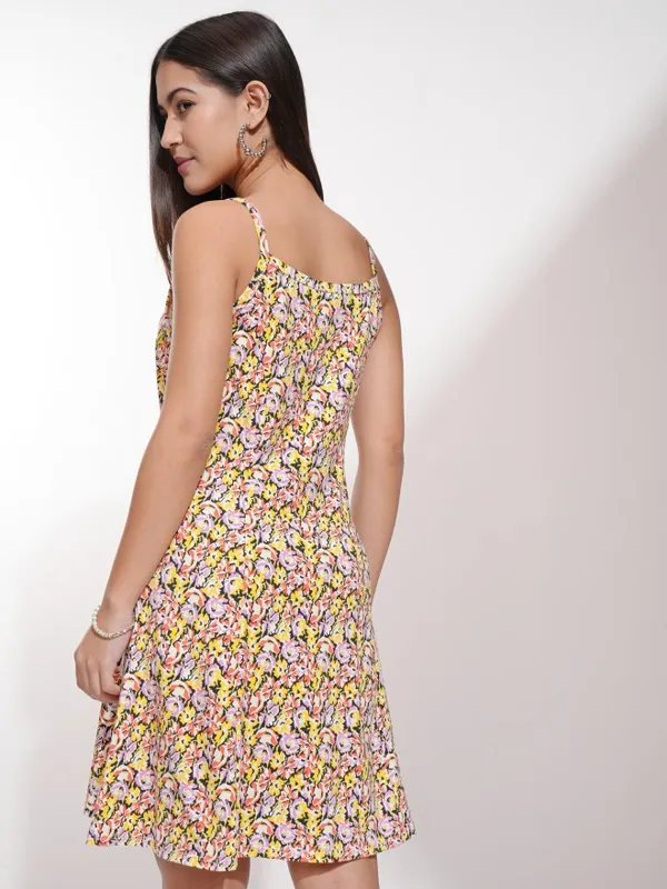 Tokyo Talkies Women Black Printed Fit And Flare Dress