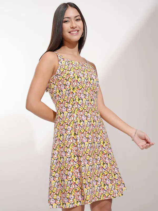 Tokyo Talkies Women Black Printed Fit And Flare Dress