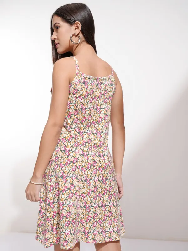 Tokyo Talkies Women Green Printed Fit And Flare Dress