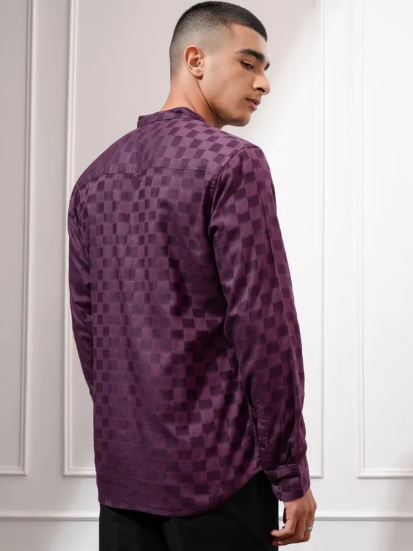 Highlander Men Purple Checked Regular Fit Casual Shirt