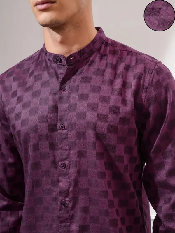 Highlander Men Purple Checked Regular Fit Casual Shirt