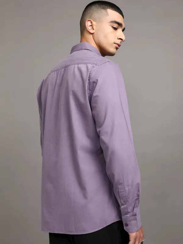 Ketch Men Lavender Solid Slim Fit Casual Shirt