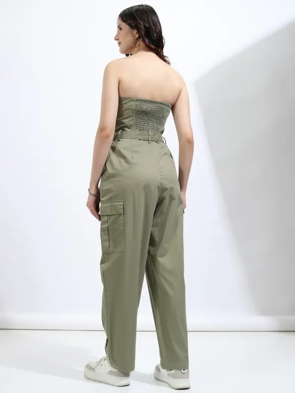 Tokyo Talkies Women Olive Solid Jumpsuit