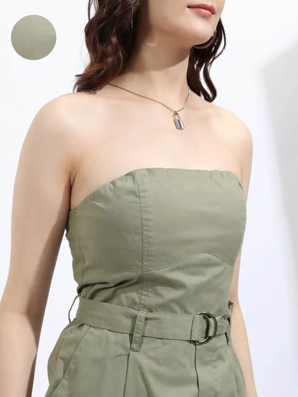 Tokyo Talkies Women Olive Solid Jumpsuit