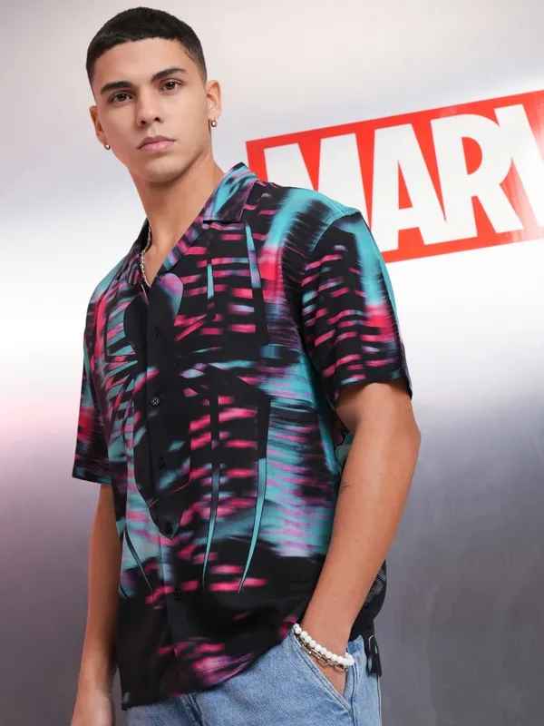 Marvel By Highlander Men Multi Spider-Man And Venom Printed Relaxed Fit Casual Shirt