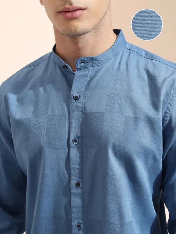 Highlander Men Blue Checked Regular Fit Casual Shirt